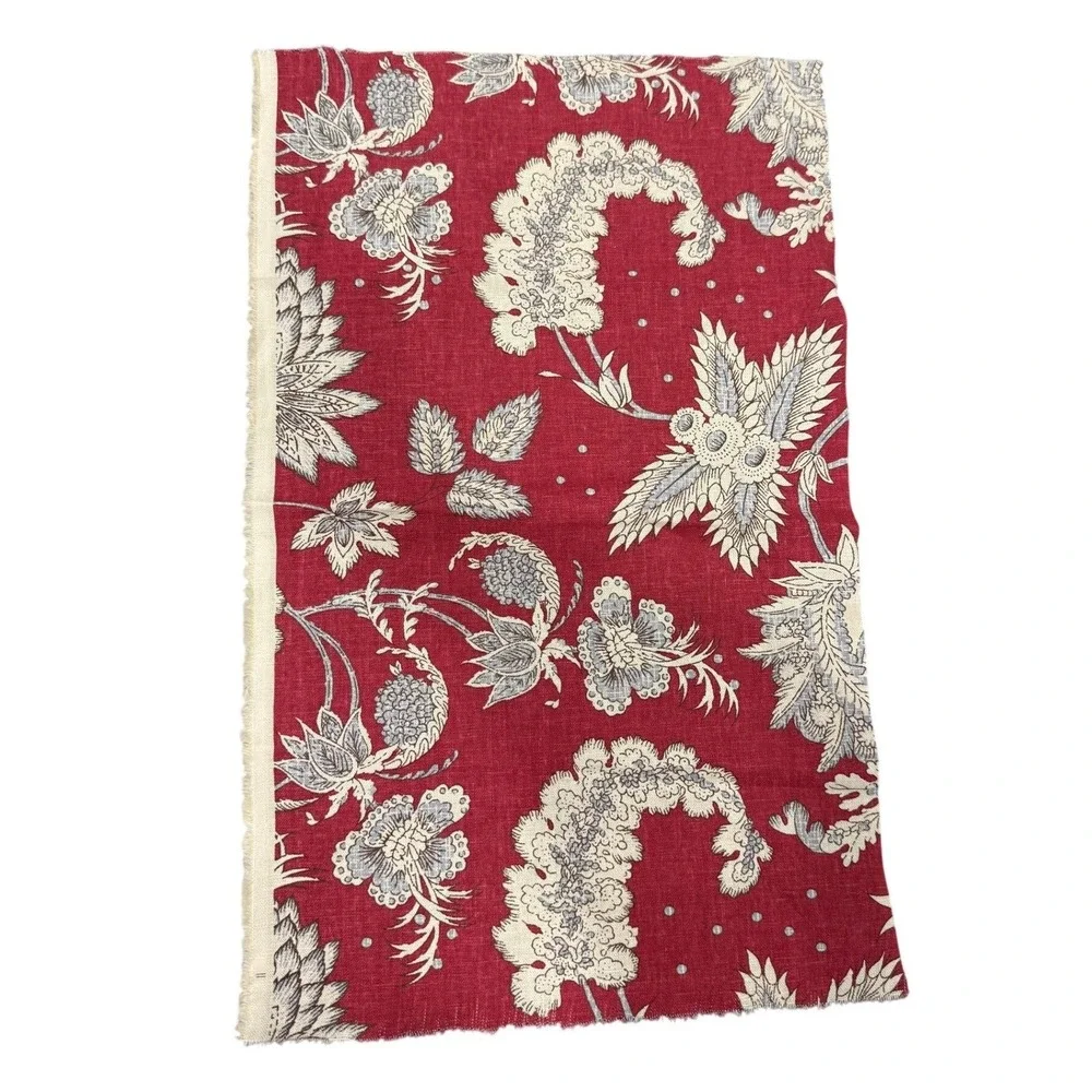 Pottery Barn Red Floral Palampore Cotton Fabric Remnant Lot Cottagecore 5 pieces